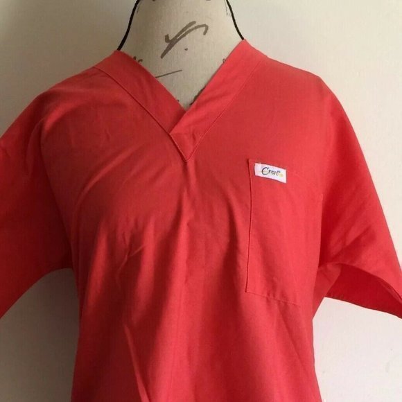 Crest Medical Nurse Uniform Scrub Size Small Top Blouse Orange Short Sleeve - Picture 5 of 12